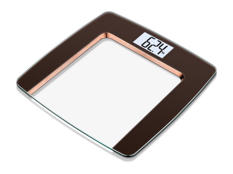 Bilancia digitale in vetro Beurer GS 490, di colore marrone/trasparente
