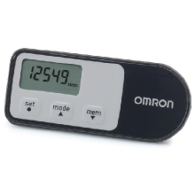 The Omron Walking Style One 2.1 step counter is small and flat
<br>