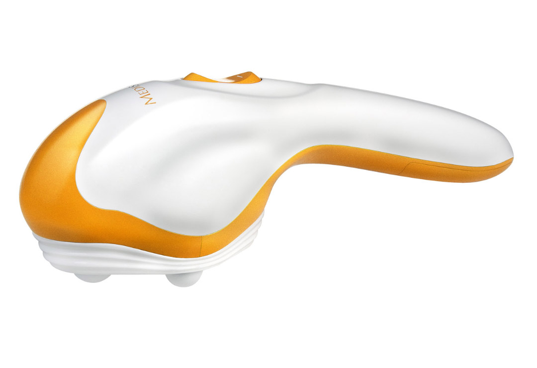 Handy massager Medisana HM 850, with which you can relax tense muscles with a targeted tapping massage and release blockages at the push of a button.