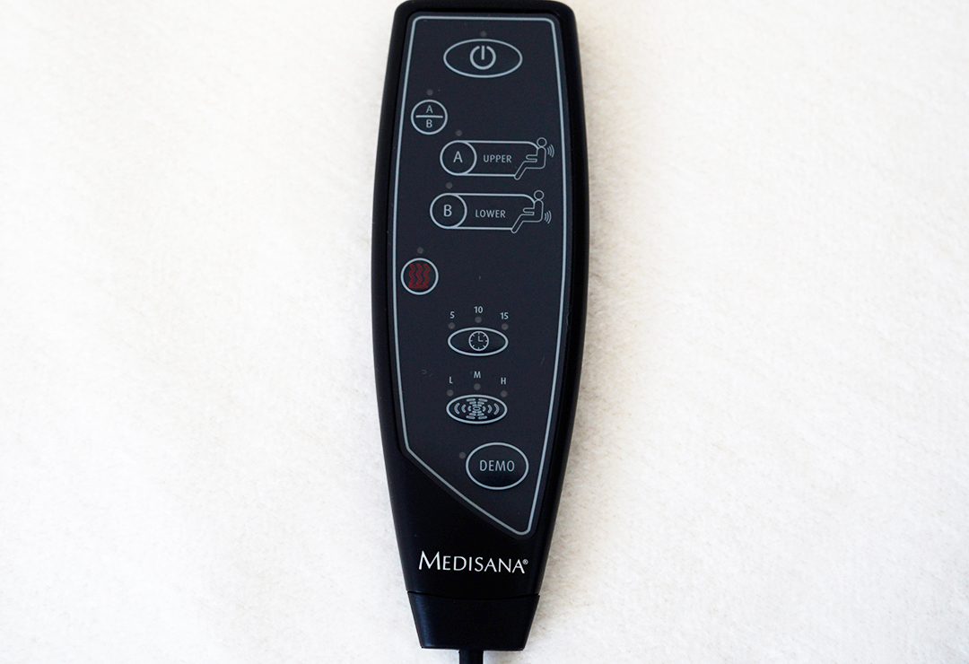 Remote control of the Medisana MC815 massage seat cover