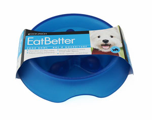 Le système ingénieux du bol EatBetter empêche que des douleurs surviennent suite à une prise de nourriture trop rapide de la part de votre chien.