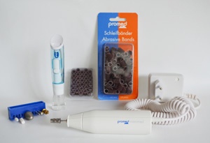 Promed Manimed callus remover, together with the Scholl 2in1 pen for nail fungus.
<br>