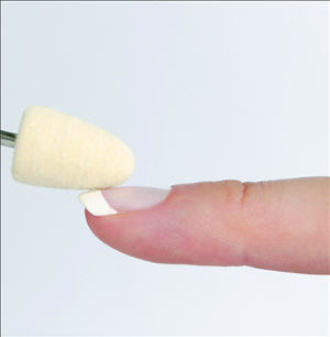 Polish your nails with thick Promed felt cone: small bumps and splinters disappear in no time; your nails get a nice, natural shine