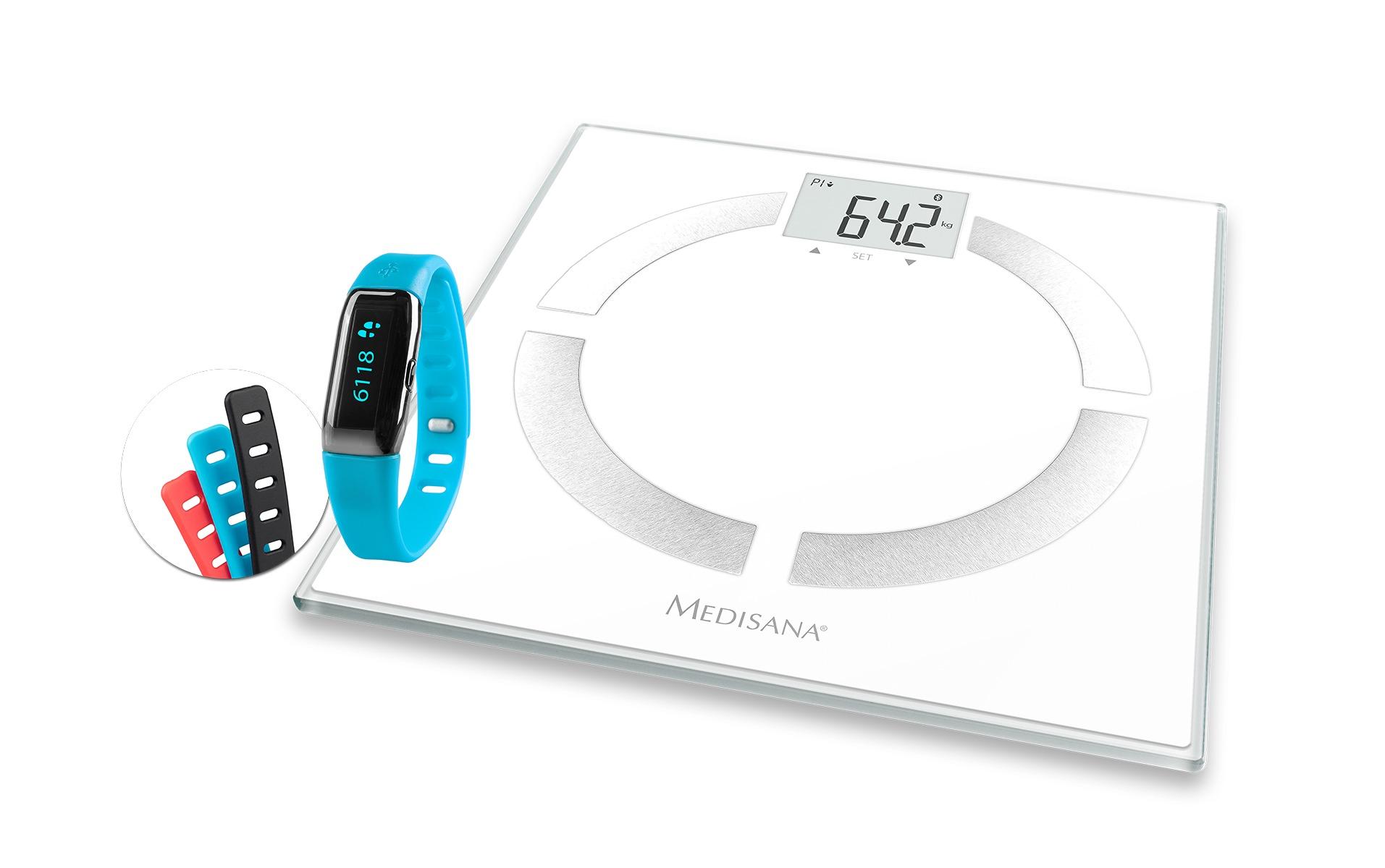 Multifunctional bathroom scale made of high-quality safety glass, combined with the Vifit connect MX3