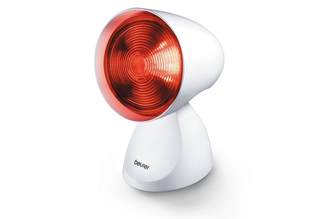 Intensive Wärme für Ihre Gesundheit durch Rotlicht Therapie. Infrarot-Lampe mit verstellbarem Schirm: 5 Neigungspositionen.