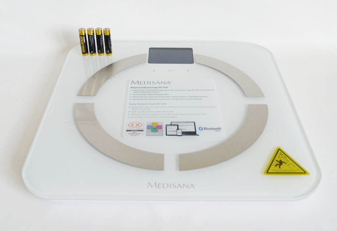 The Medisana BS 430 Connect is equipped with high-quality stainless steel electrodes for precise measurement results