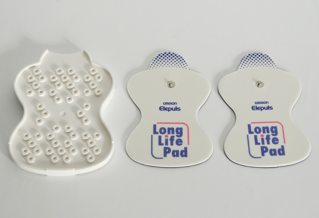 Self-adhesive Omron Long Life electrodes in butterfly shape