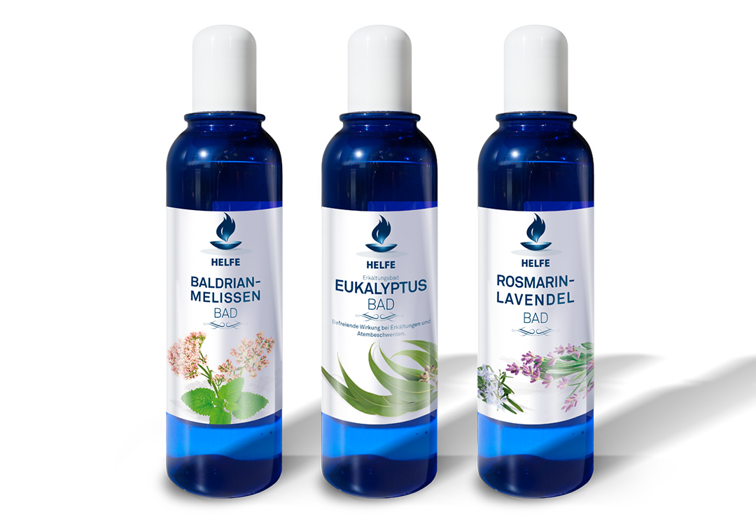 Helfe bath emulsions: valerian and lemon balm, eucalyptus as well as rosemary and lavender