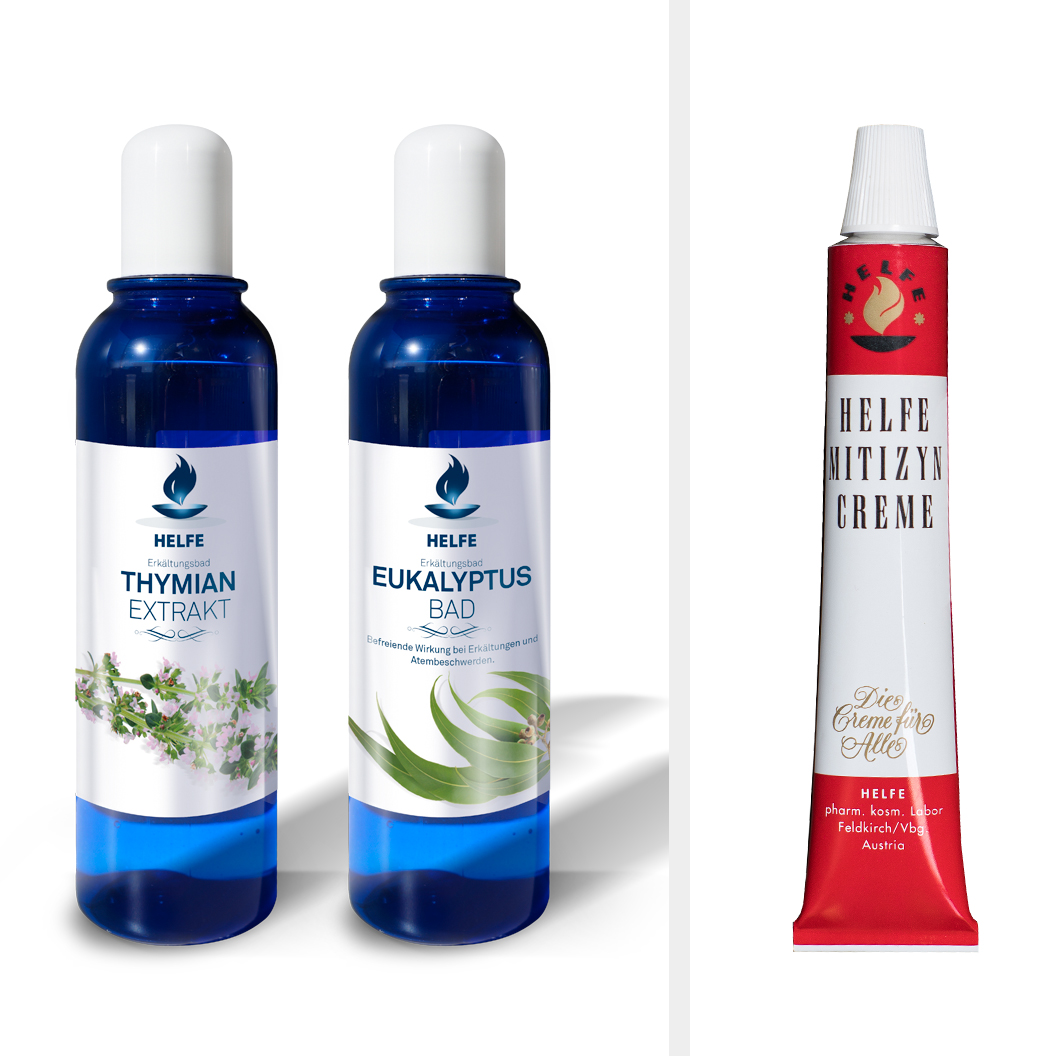 Helfe thyme extract, Helfe eucalyptus bath and Helfe Mititsyn cream - an effective package