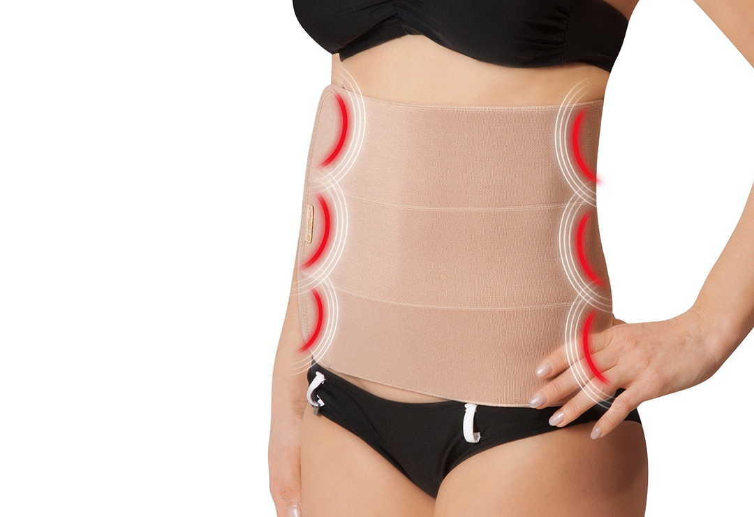 The Turbo med 3-zone support belt supports the healing after childbirth, a caesarean section or abdominal surgery