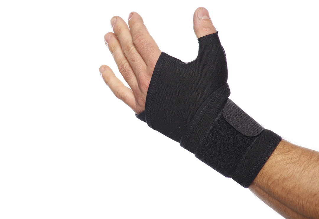 The Turbo Med wrist bandage also stabilizes the thumb