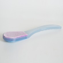 Ceramic rasp with fine side for massaging the feet and rough side for removing hard skin and calluses.