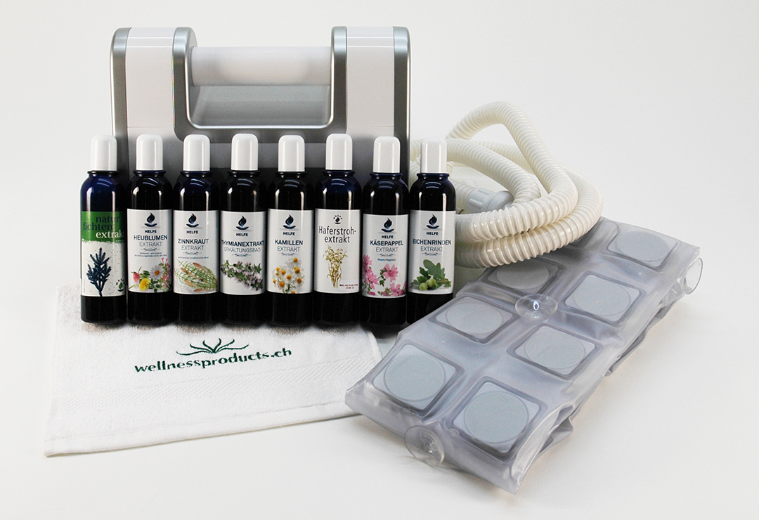 Das umfassende Paket aus Medisana BBS Luftsprudelbad, Helfe Pflanzenextrakten und Wellnessproducts Handtuch wird schön verpackt geliefert.