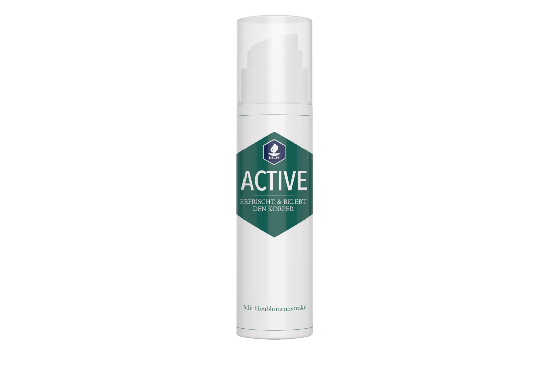Active shower gel from Helfe with hay flower extract and rosemary oil