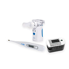 Set aus Promed INH-2.1 Inhalator, Promed PFT3.7 Fieberthermometer und Medisana PM100 Pulsoximeter