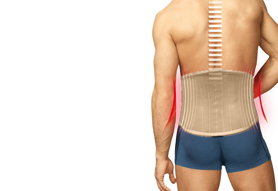 Anatomisch geformte Rückenbandage zur wirksamen Unterstützung der Lendenwirbelsäule mit 4 Kunststoff-Stabilisatoren