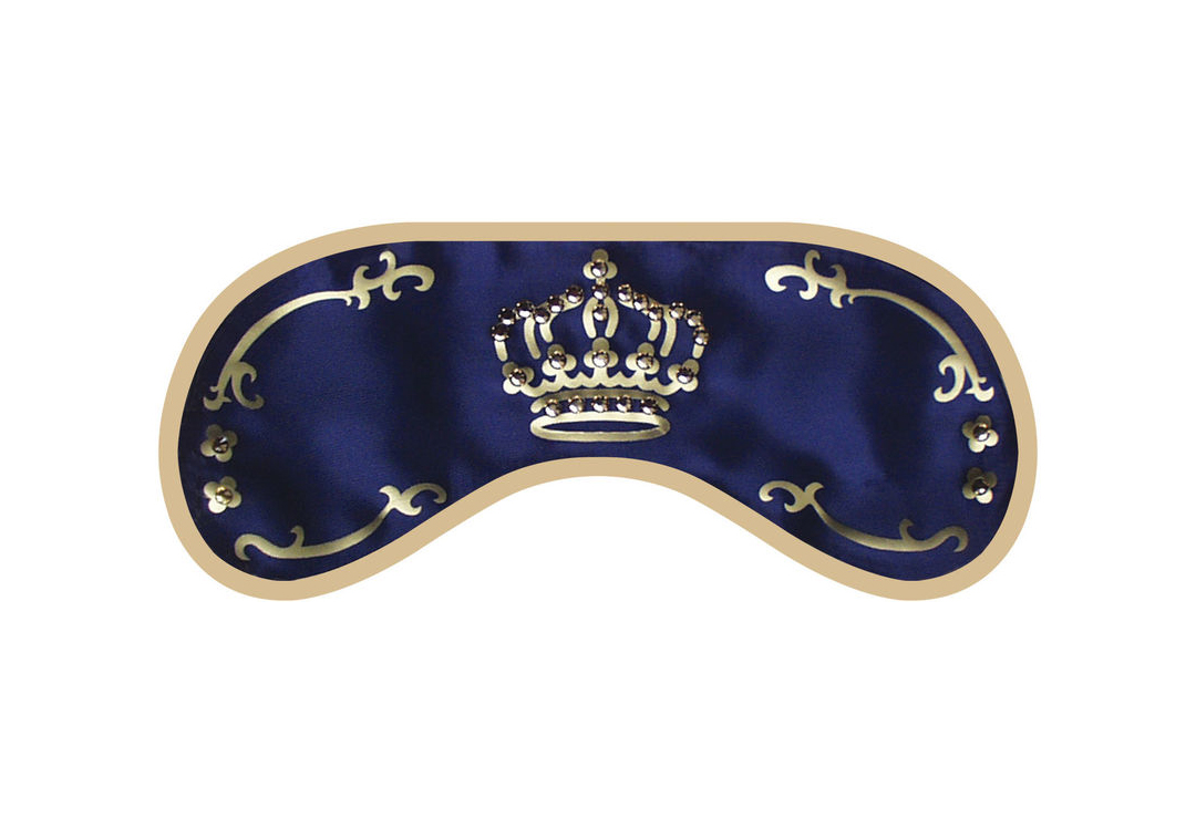 Maschera per dormire Daydream in blu nobile, con una corona con pietre Swarovski al centro