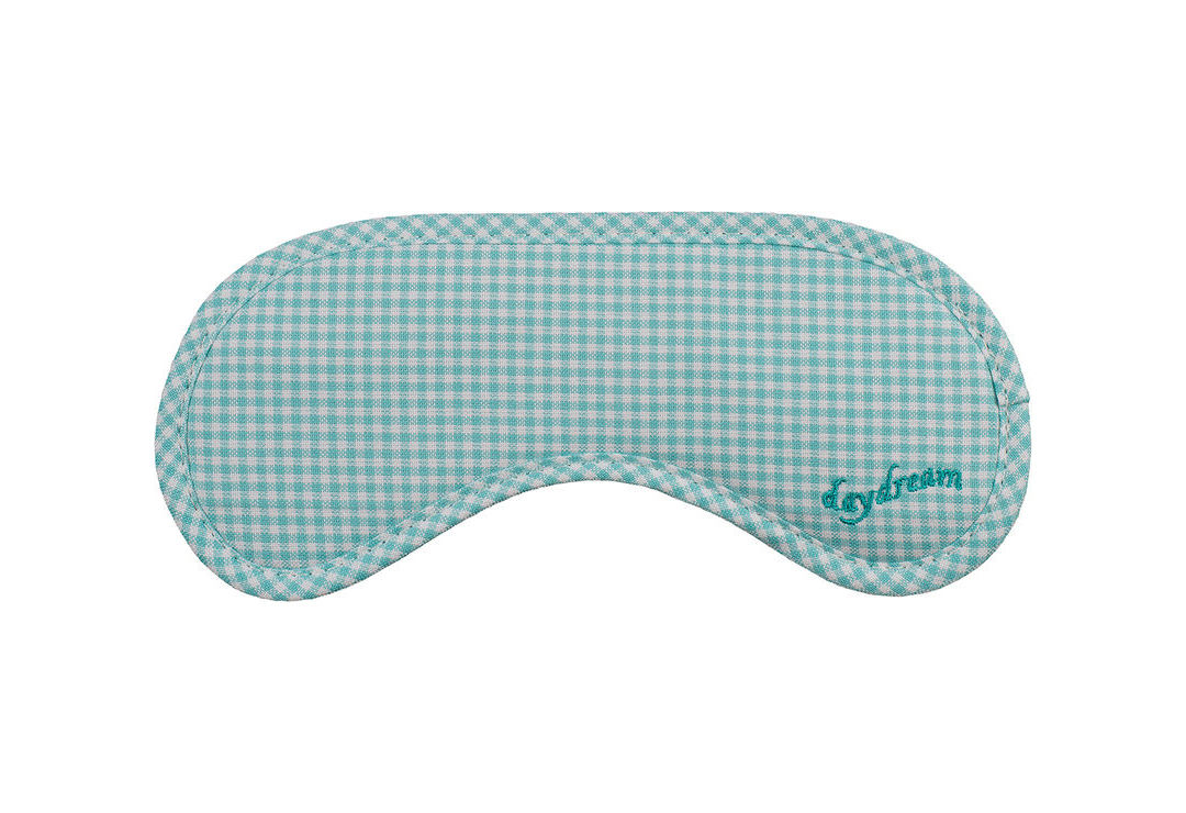 Daydream Betsy Mint eye mask with turquoise checked pattern