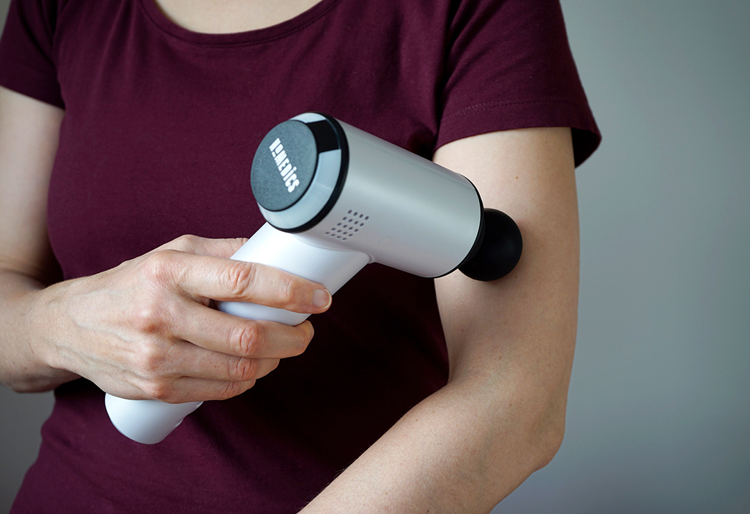 Die Homedics Physio Massage Gun ist ideal für die Selbstbehandlung