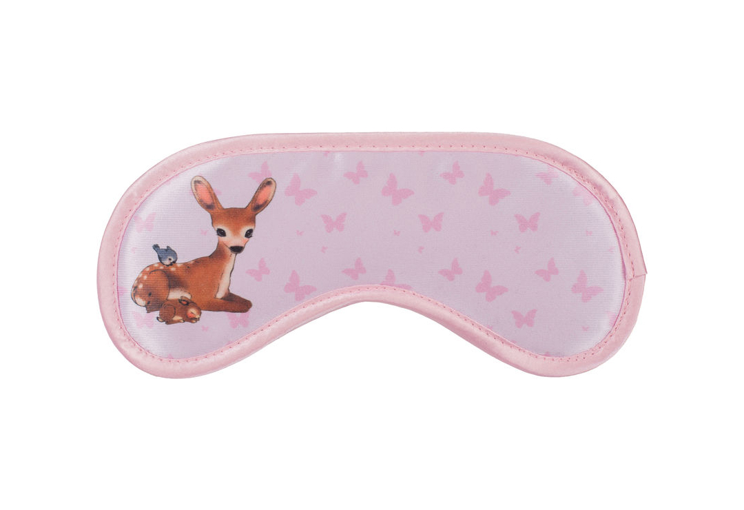 Daydream Bambi Kids Pink sleep mask with butterflies in the background