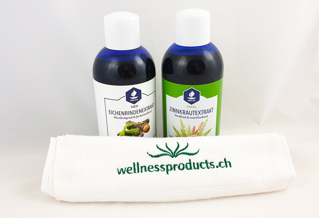 Purifying and skin-cleansing set: Helfe plant extract from horsetail and oak bark and a towel