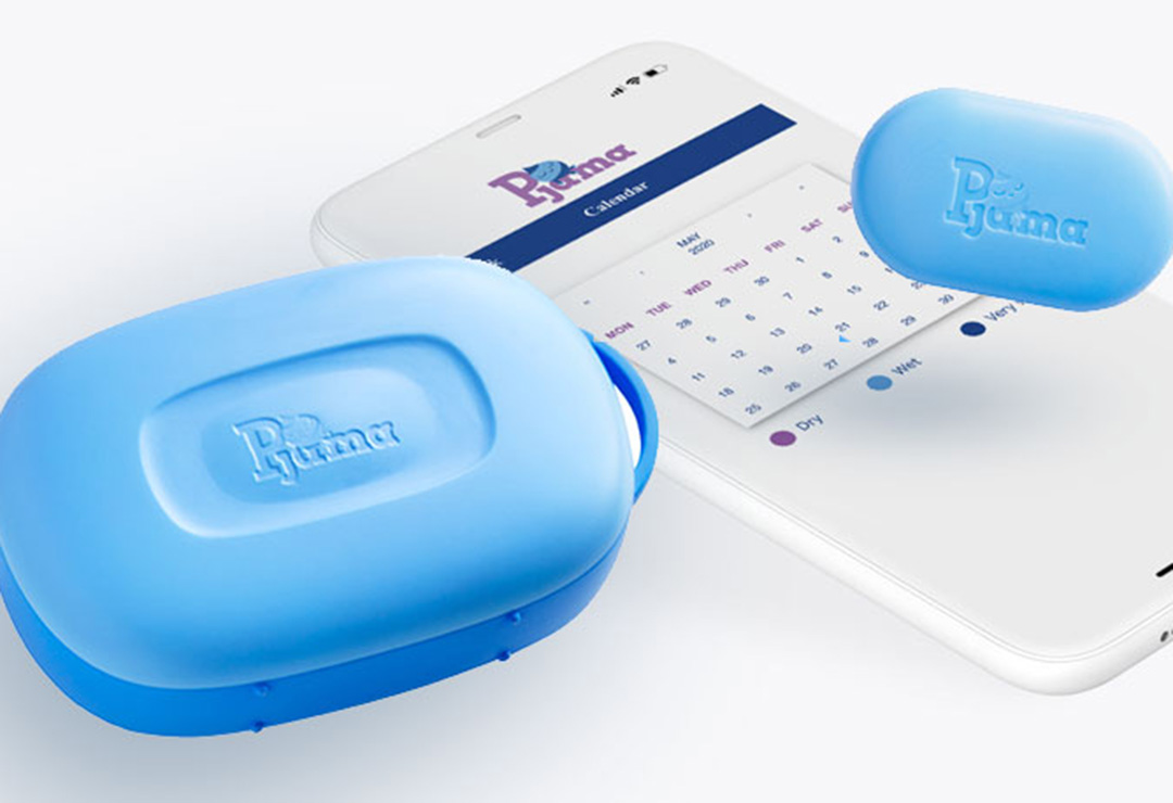 The Pjama bed wetting alarm can be used with the Pjama app