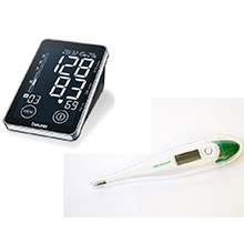 Beurer BM58 upper arm blood pressure monitor and medical thermometer Medisana TM700