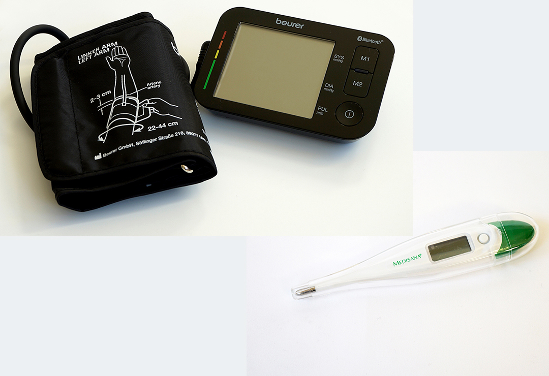 Beurer BM54 upper arm blood pressure monitor and medical thermometer Medisana TM700