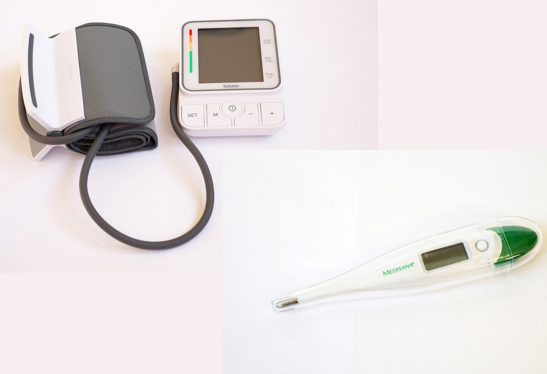 Beurer BM51 upper arm blood pressure monitor and medical thermometer Medisana TM700