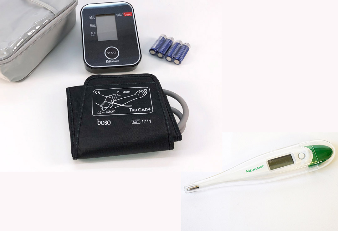 Sfigmomanometro Boso Medicus System e termometro clinico Medisana TM700