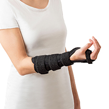 Manufixe long wrist orthosis with moldable aluminum splint