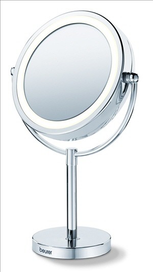 Le miroir cosmétique Beurer BS69 est chromé de haute qualité avec des LED brillantes