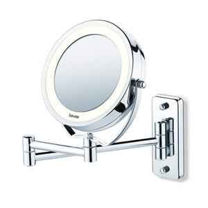 The mirror has one standard side and the other with 5x magnification
